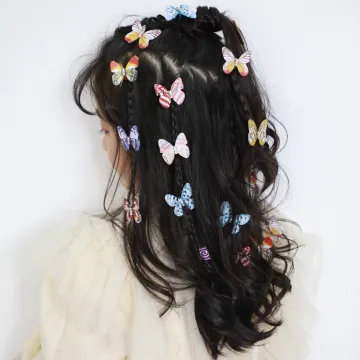 50pieces Butterfly Hair Braid  Beads Colorful Adjustable Hair Cuffs Clips Tiara Crown Hair Styling Jewelry in factory price