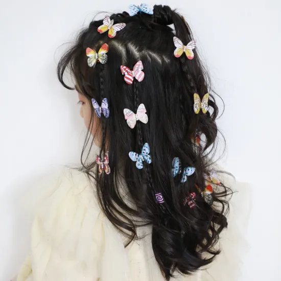 50pieces Butterfly Hair Braid  Beads Colorful Adjustable Hair Cuffs Clips Tiara Crown Hair Styling Jewelry in factory price