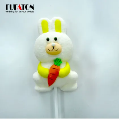 Hot sell handmade bunny rabbit shape marshmallow lollipops candy