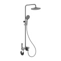 Exposed Shower Faucet Set Chrome Button Control Shower Fixtures Manufactory