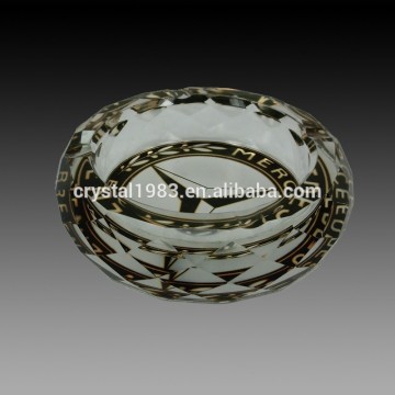 Personalized OEM Logo Black Pattern Ultrawhite Glass Office Supply Business Gift Portable Ashtray