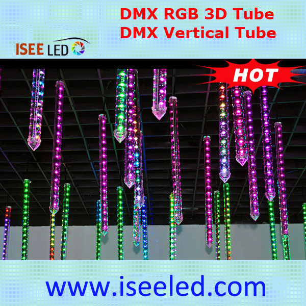 Golau tiwb 3D LED fertigol wedi&#39;i actifadu