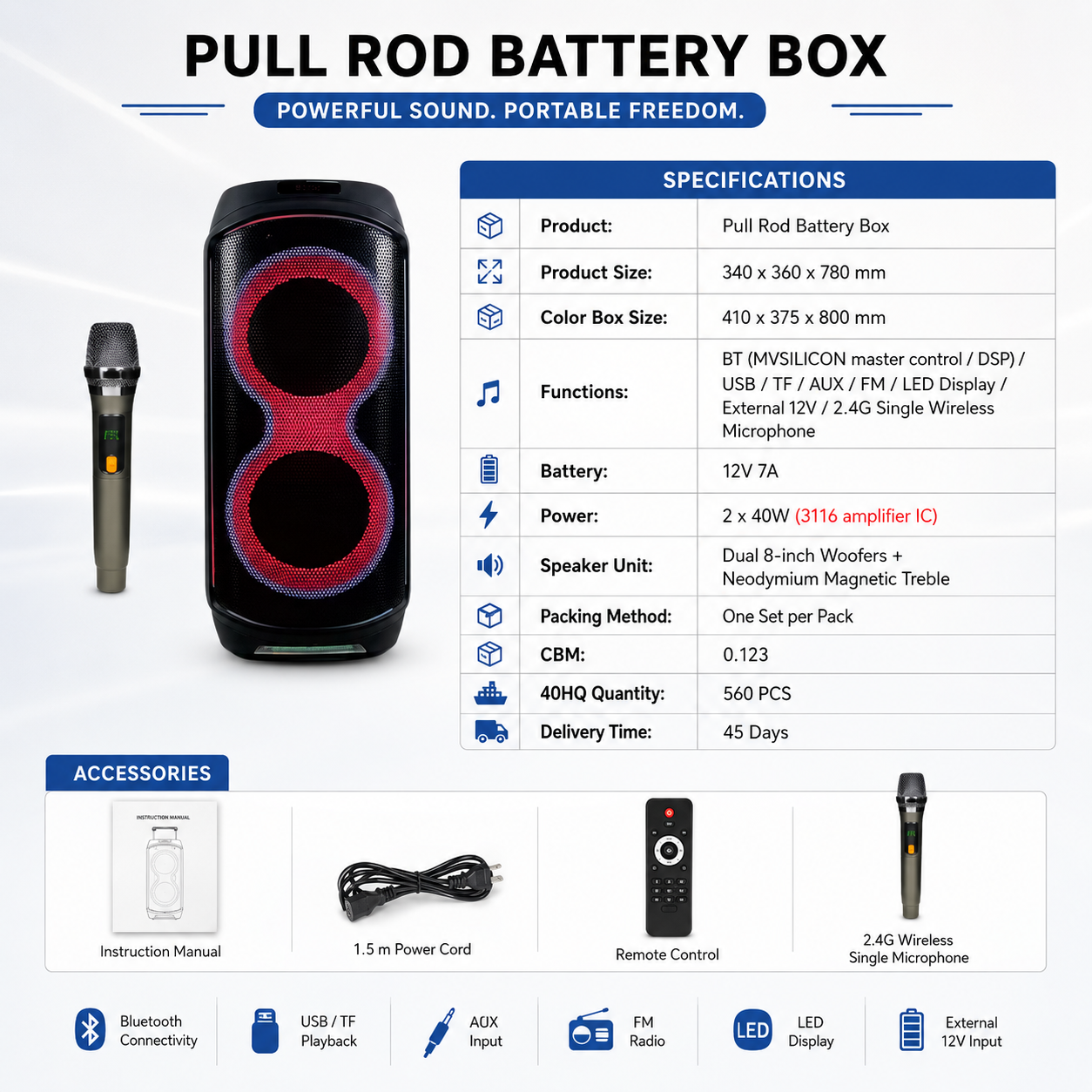 80W Trolley Karaoke Party Speaker