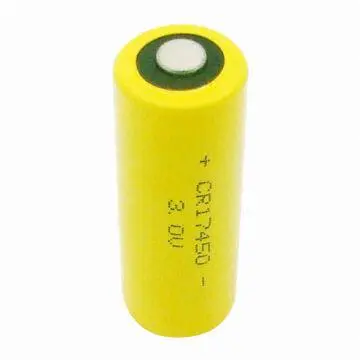 Li-MnO2 cylindrical battery with 3.0V 2,200mAh CR1/2AA size, used for alarm, gas meter and timer