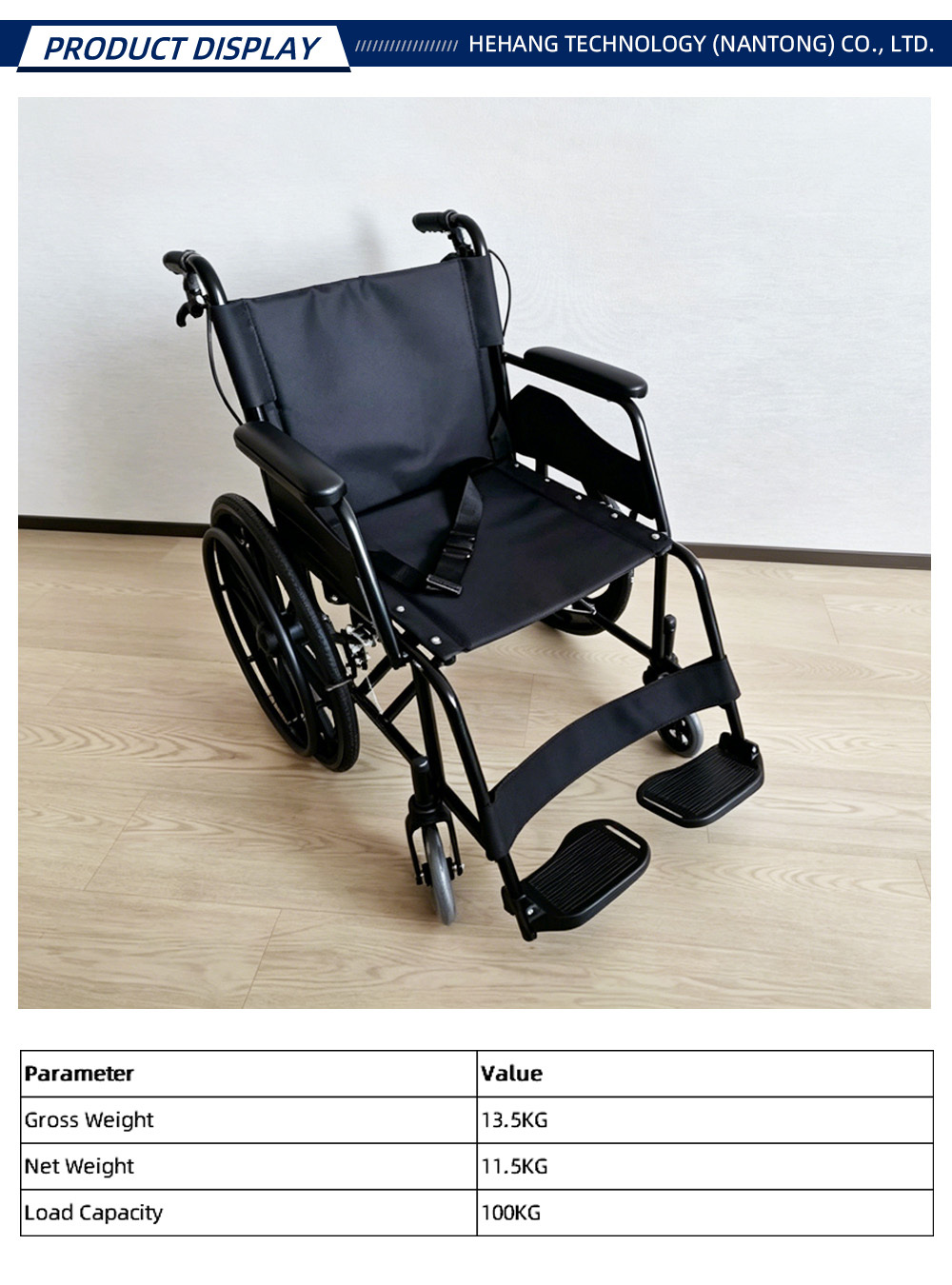 Black Folding Manual Travel Wheelchair X