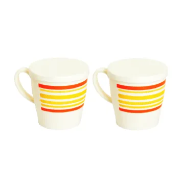 Plastic Cup Stripe Printed With Lid