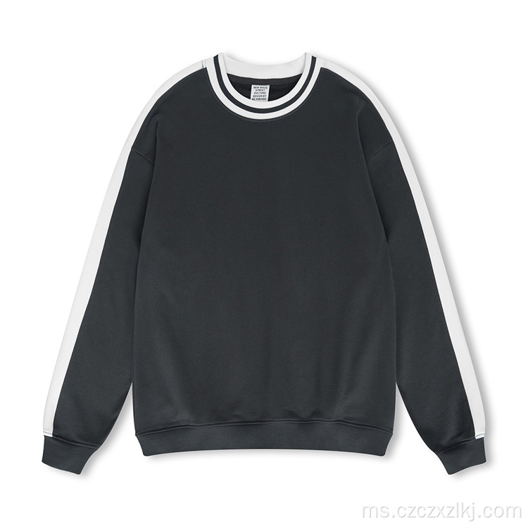 Pakaian Athleisure Kontras Leher Krew Sweatshirt