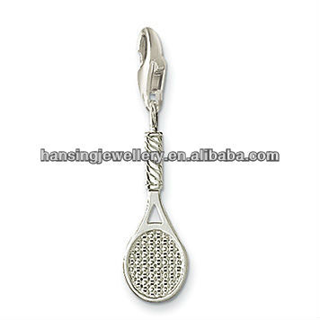 hot wholesale silver tennis racket charm