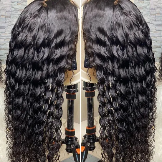 Cheap Wholesale Deep Wave Raw Brazilian Virgin Human Hair Full Hd Curly Lace Front Wig Cheap Lace Closure Wig For Black Women