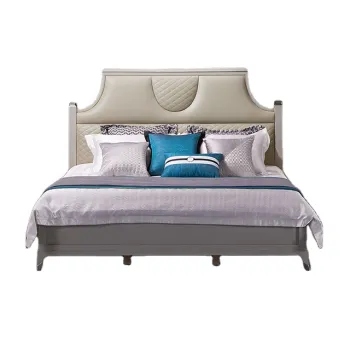 High-Quality Simple European Leather King Size Wooden Bed Furniture 2022