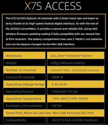 FrSky Taranis Q X7S ACCESS 24-channel Transmitter