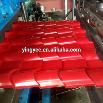 PPGI glazed tile forming machine with hydraulic cutting