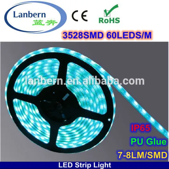 Hot sale 2014 Alibaba Express PU Glue 24v 12 volt 60LEDS/M IP65 flexible 3528 blue led strip CE&ROHS 2years warranty