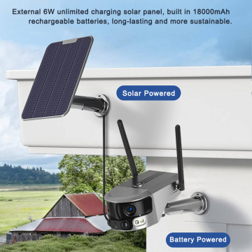 Cámara solar wifi de lente dual de 4k IP al aire libre