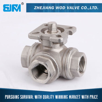 CF8M 3-Way BSP Threaded Ball Valve Gas Valve DN20 with ISO5211