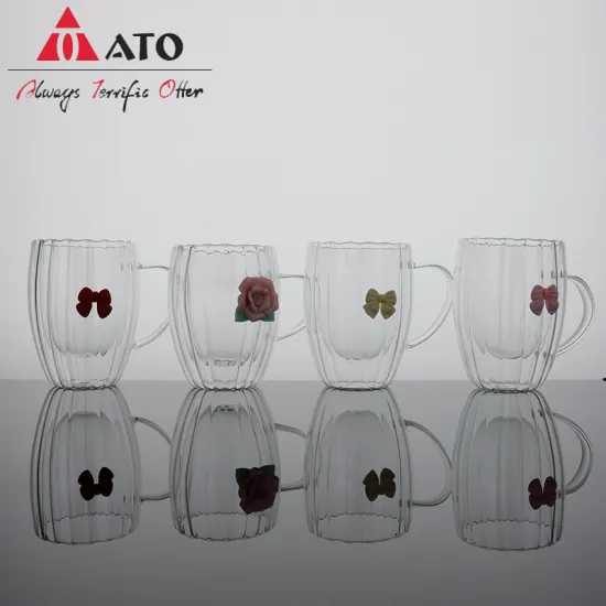 Double Wall clear Glass Coffee Mug With Handle