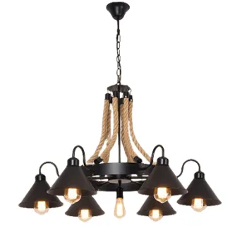 American Retro Hemp Rope Pendant Lamp for Industrial Style Cafe and Restaurant