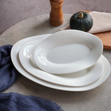 Oval Ceramic Plate Dinnerware: Porcelain Ceramic Serving Dishes for Hotels and Restaurants