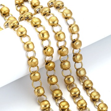 Gold Plated Brushed Barrel Chain for Women
