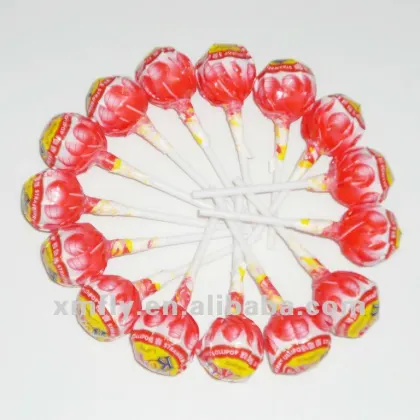 Fruit flavour big lollipop with bubble gum