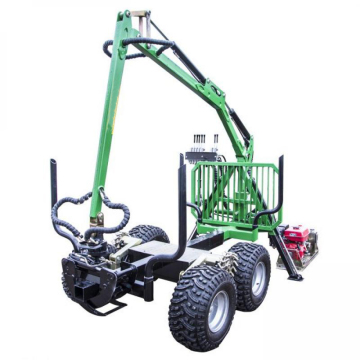 Grapple Log Trailer with 10-Ton Wood Crane and Trailer