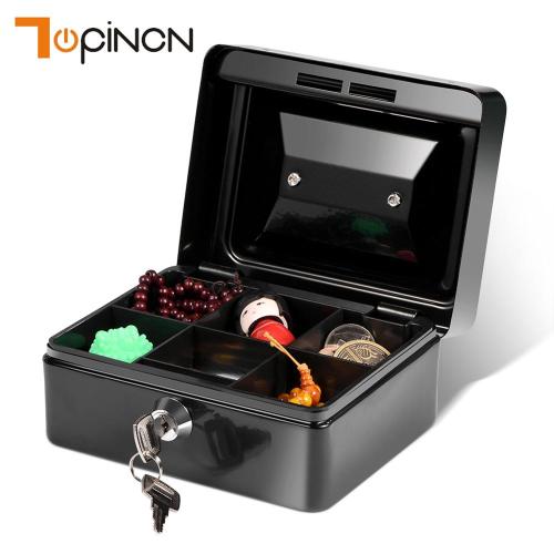Portable Kid Cash Box with Lock Key Coin Metal Box with Inner Tray Lock Box Small Safe for Kids Money Storage Box Birthday Gift