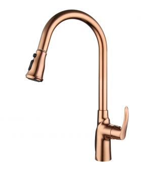 I rubinetti della cucina abbassano l'oro rosa per il lavandino