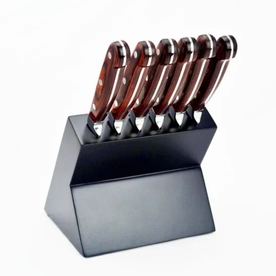 High Quality Stainless Steel 6pcs Steak Knife Set With Wooden Block
