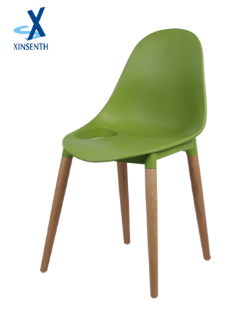 plastic stackble dining chair with beech legs