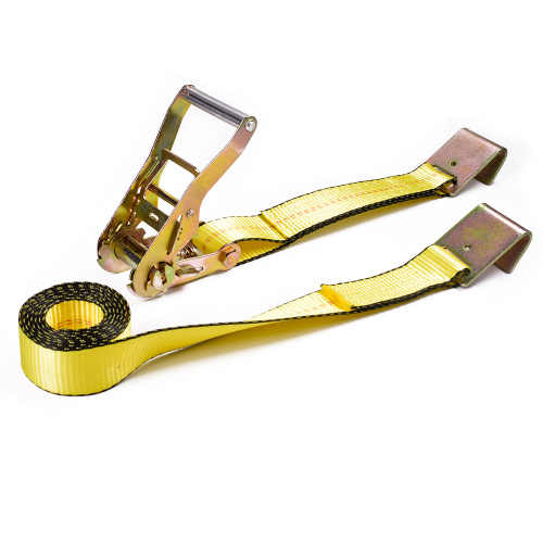 2" 5 Ton 50mm Aluminum Middle Handle Ratchet Buckle Tie Down Yellow Straps With 2 Inch Flat Hooks