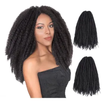 Afro Kinky Marley Braid  Hair 18 inches Ombre Kinky Marley Braid Twist Soft crochet hair black for women Synthetic Braiding hair