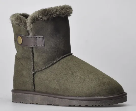 Dark Green Micro Fiber Upper Womens Winter Snow Boots With Tpr Outsole