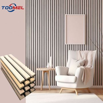 Modern Wood Veneer 3D PET MDF Composite Akupanel Wall Slatted Soundproof Acoustic Panels for Hotels