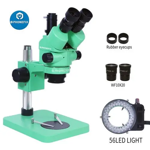 3.5X-180X Green Trinocular Stereo Microscope for Motherboard Inspection and Maintenance