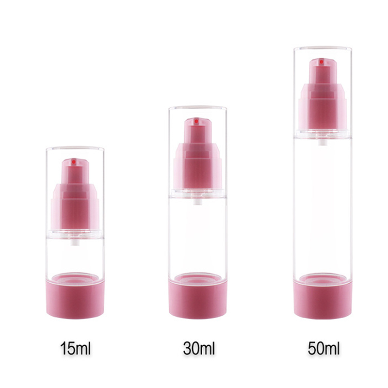 plastic AS empty 15ml 30ml eye cream transparent pink cosmetic airless bottle