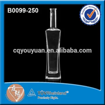 Cork Top Glass Bottles Wholesale 250ML Square Alcohol Bottle