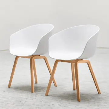 Milano Nordic Furniture: Modern Restaurant Chairs, Sillas de Comedor, Bistro Cafe Chairs with Wooden Legs and Plastic Construction Featuring Armrests