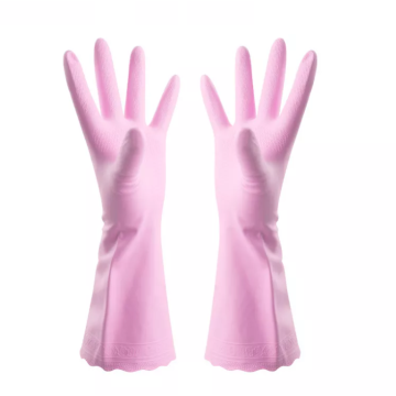 flock lined lined pvc household gloves, rubber gloves wash gloves