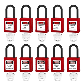 Bozzys Loto Safety Padlocks 10-Pack Keyed Nylon Lock Body for Industrial Lockout Tagout