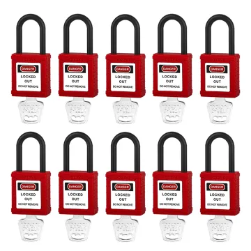 BOZZYS LOTO Safety Padlocks 10-Pack Keyed Alike Nylon Lock Body for Industrial Lockout Tagout