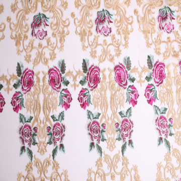 High Fashion Multicolor Rose Flower Embroidery Fabric