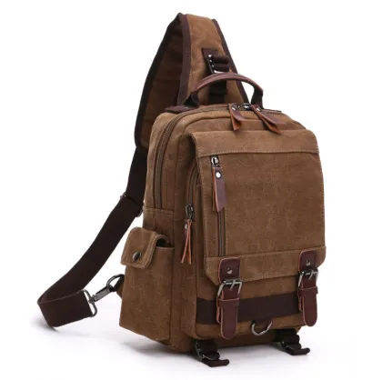 HZ Men's Crossbody Canvas Chest Bag: An Ideal Outdoor Oblique Chest Single Shoulder Bag