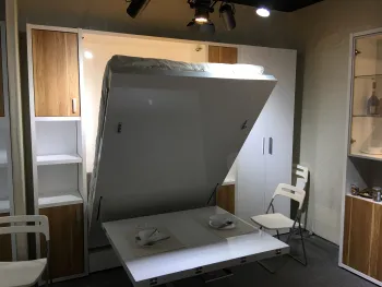 Single vertical wall bed mechanism hardware
