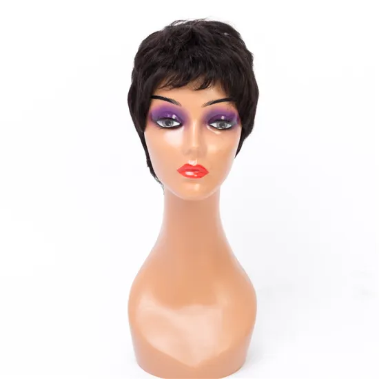 Natural Color Machine Made  Wigs Cheap Factory Price  Good Quality  None Short Cut  Lace Human Hair Wigs