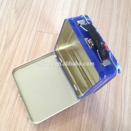 fashion tin lunch box with lock and plastic handle