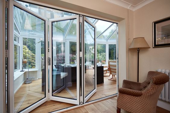 Folding glass aluminium patio door