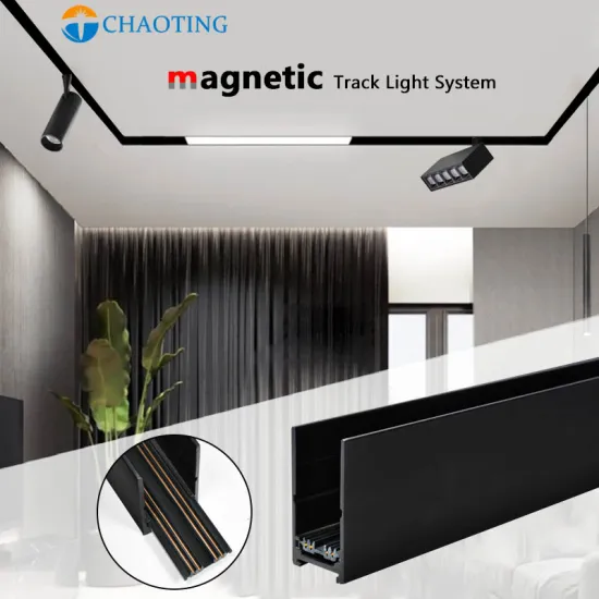 Modern Design Surface-Mounted Track Lighting with Linear LED Spotlights, 220V, 4 Wires, Ceiling-Recessed, Magnetic Tracks