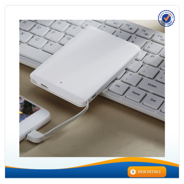 AWC095 OEM 4600mAh 4000mAh 3D Carven Mobile Power Bank Charger with Built in Cable