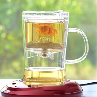 New Arrival ! "SAMADOYO" Elegant Glass Flower Tea Cup With Infuser With Handle