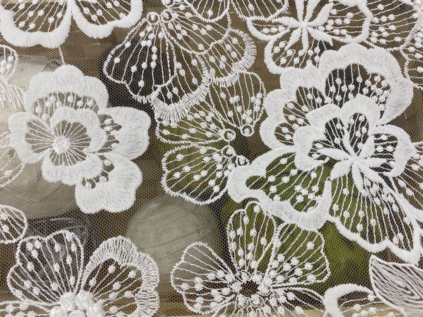 Shiny Poly Yarn Embroidery Fabric